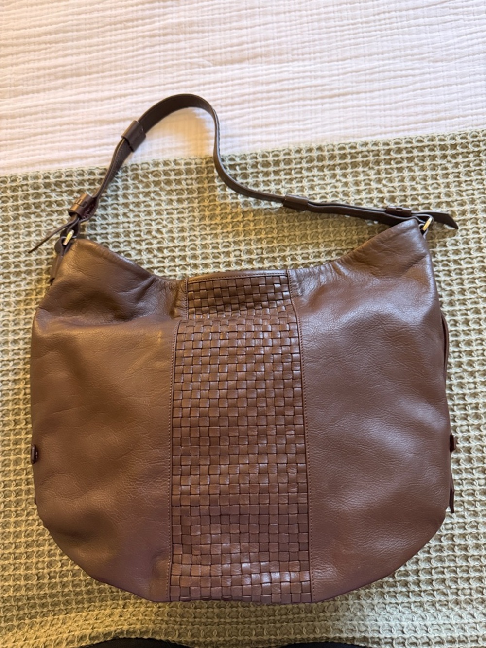 Cole Haan Brown Woven-Center Shoulder Bag